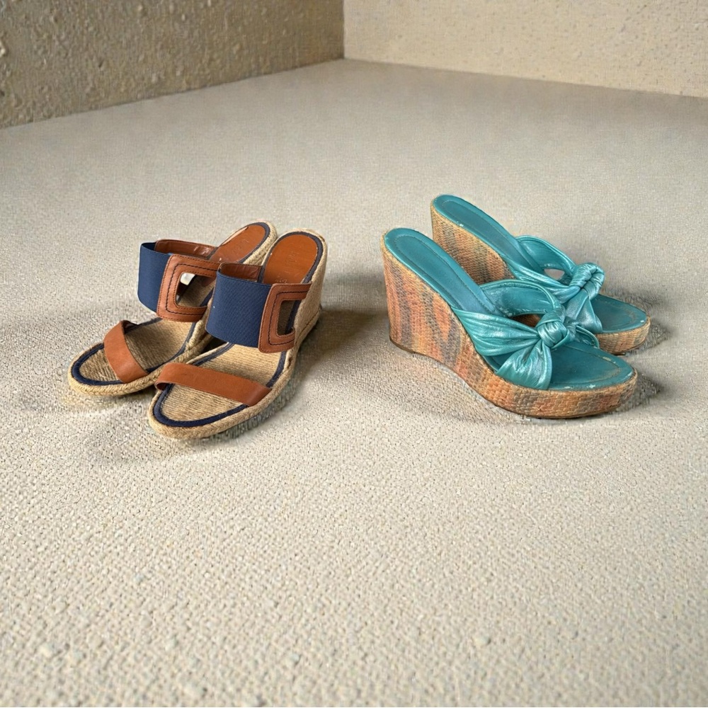BUNDLE Sunmer Y2K espadrille wedges Size 7 BCBG Polo Ralph Lauren 2 pairs